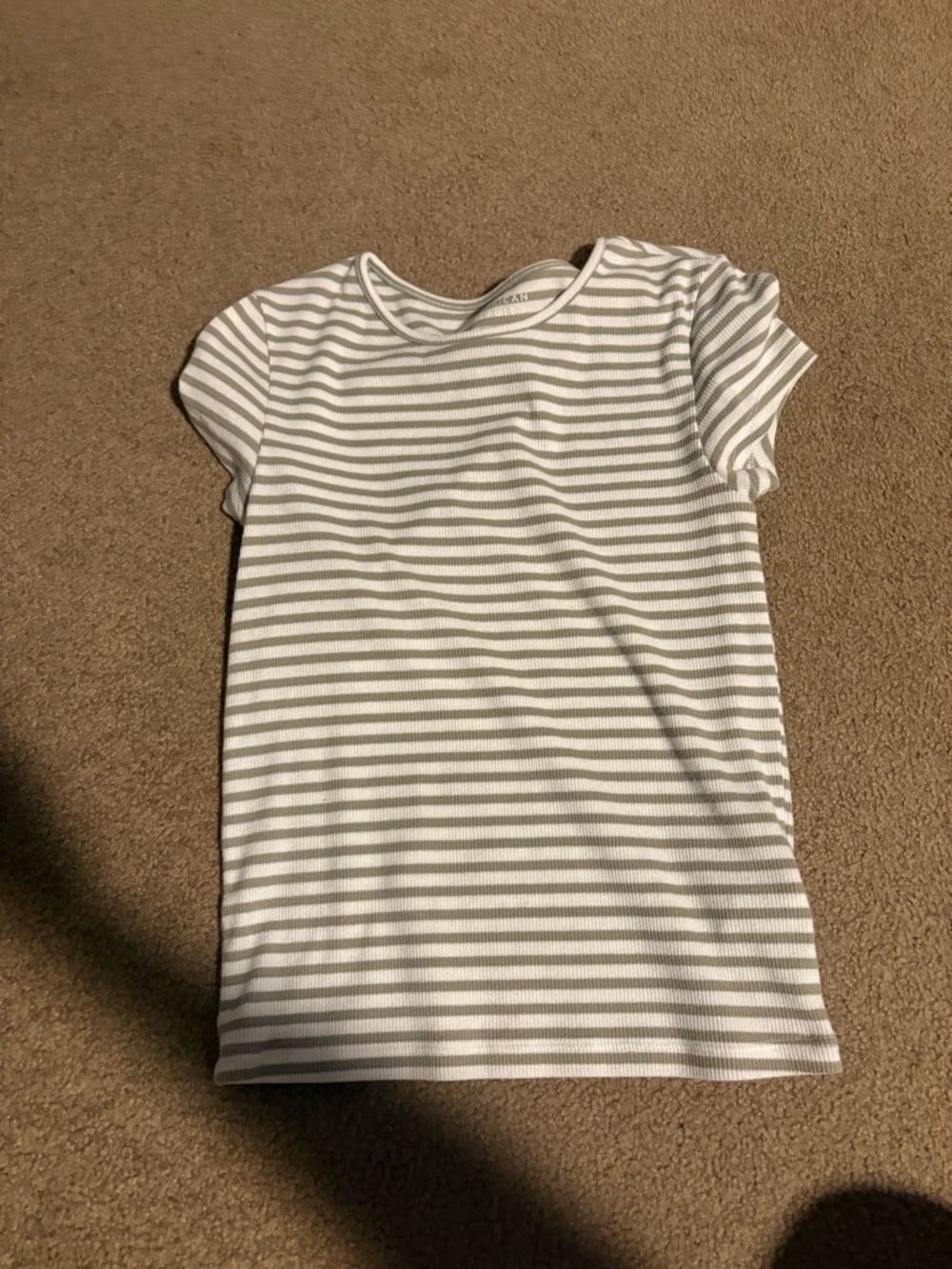 American Eagle Outfitters Girls' Short Sleeve Stripe Tee - White & Green